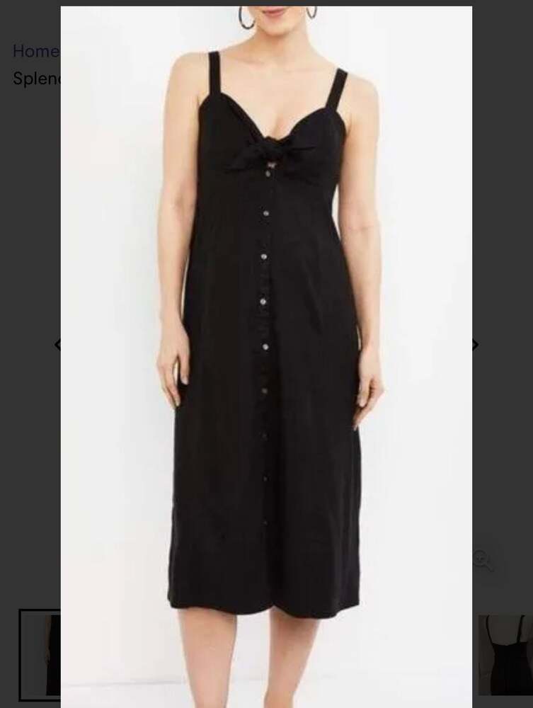 Splendid Black Linen Button Down Midi Dress Size XS